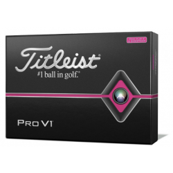 Titleist Pro V1 Men’s Pink Text Golf Ball with full colour custom logo R769 ex vat per dozen. Set up fee applies.